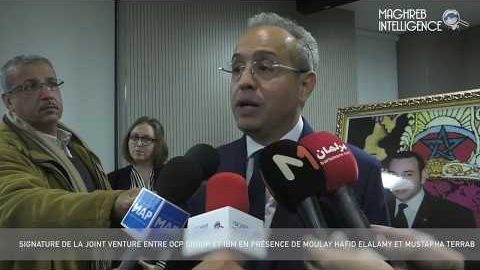 Signature de la joint venture entre OCP Group et IBM en présence de Moulay Hafid Elalamy et Mustapha Terrab‏